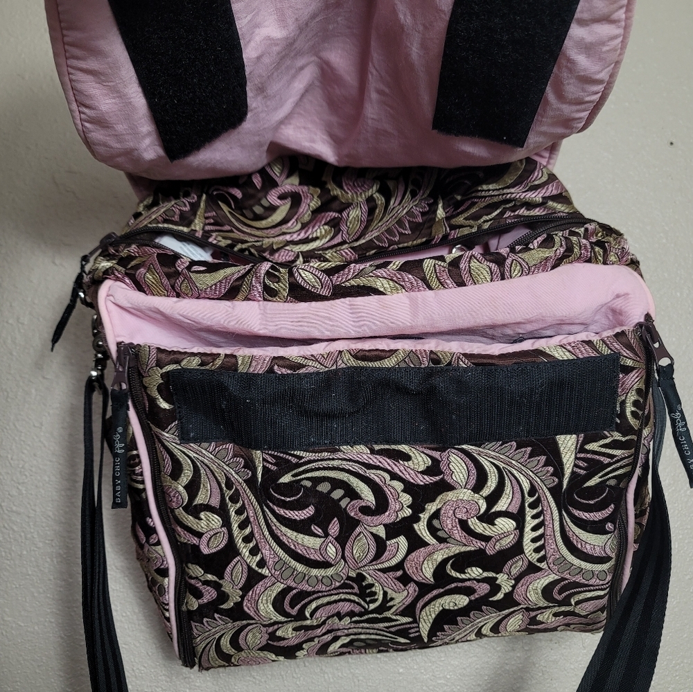 Petunia Pickle Bottom Brown Pink Tan Floral Paisley Diaper Bag - Picture 2 of 16
